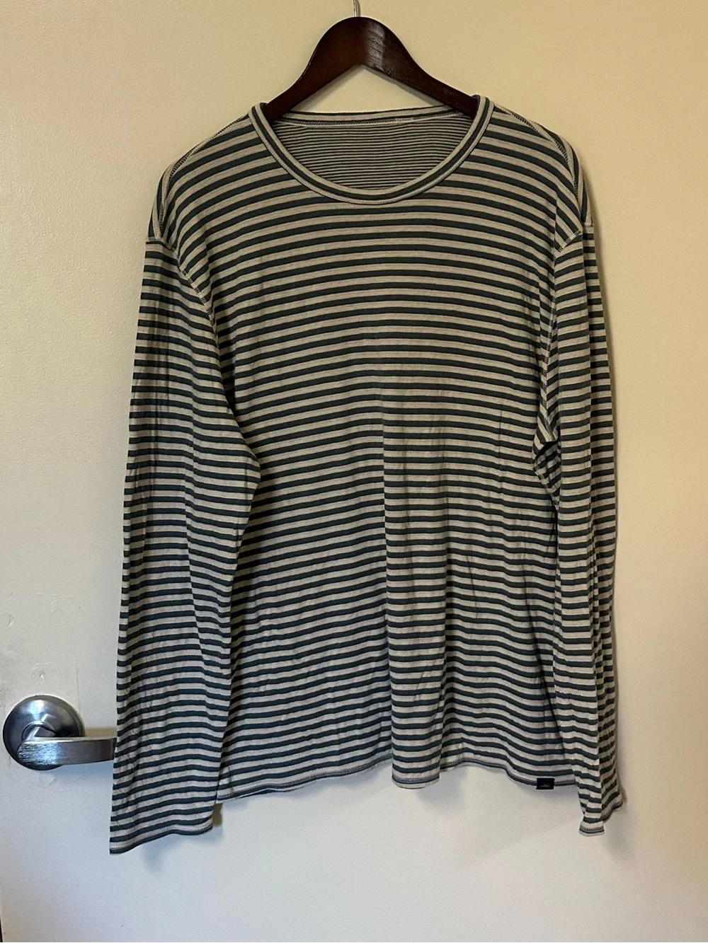 Faherty Cloud Reversible Long Sleeve Tee Marine Ivory Stripe Mens XL Pima Cotton